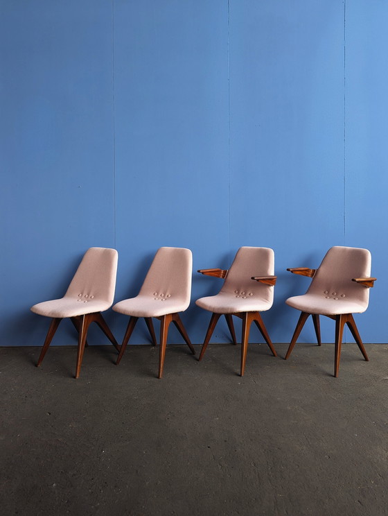 Image 1 of 4x vintage teak eetstoelen G.J. van Os Culemborg