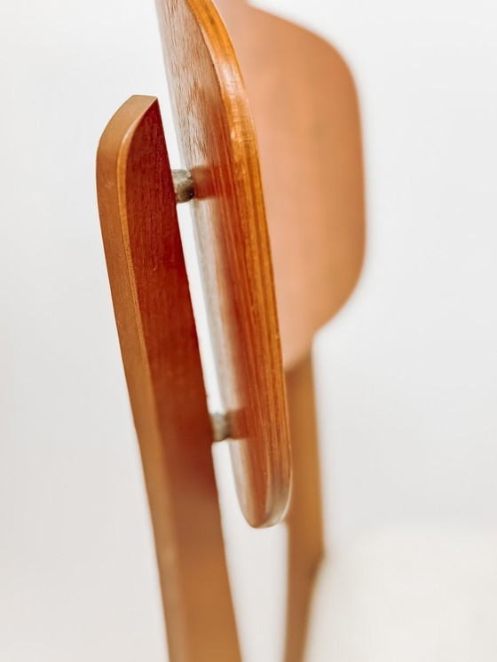 Image 1 of Chaise de salle à manger vintage avec assise en similicuir blanc