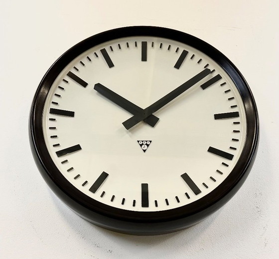 Image 1 of Large Industrial Bakelite Factory Wall Clock from Pragotron, 1960s
