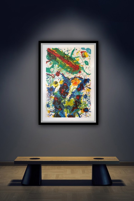 Image 1 of Sam Francis: "1989 L 282/SF 341". Auf der Platte signiert. Größe: 138 X 93 cm. Zustand: ausgezeichnet.