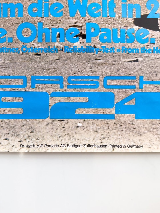 Image 1 of 🏁 Originele vintage Porsche 924 poster uit de jaren 70 - XL 76 × 102 cm