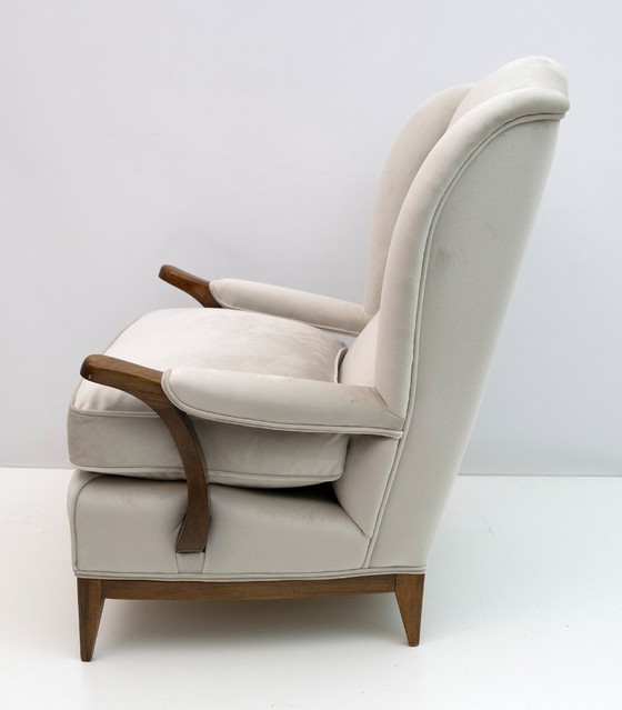 Image 1 of Attributed of Paolo Buffa Mid-Century Modern Italian Velvet Armchairs, 1950s