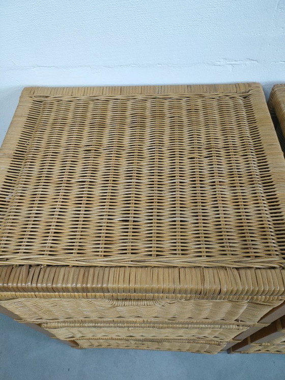 Image 1 of Set vintage jaren 70 rotan/riet/bamboe wandkastjes ladekasttes