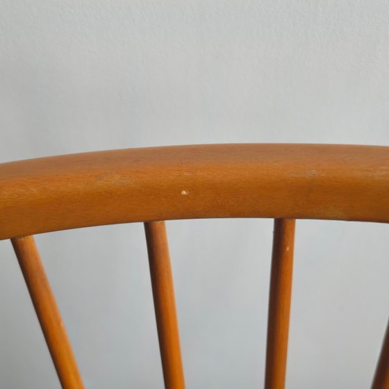 Image 1 of FAUTEUIL VINTAGE DE ARNO LAMBRECHT POUR WKS MOBEL 1950 EN HETRE & JONC 50S 1950S