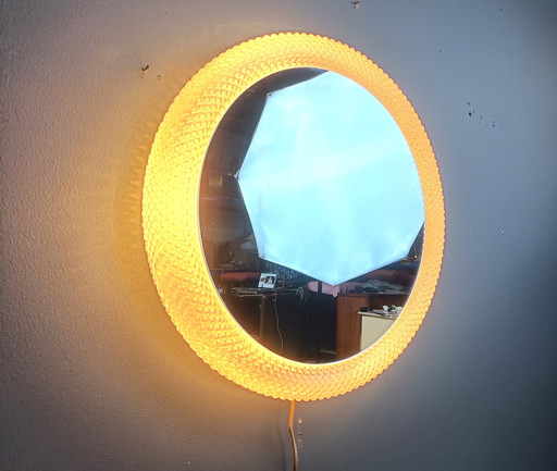 Vintage illuminated glass mirror  by Glashutte Limburg, 1970s