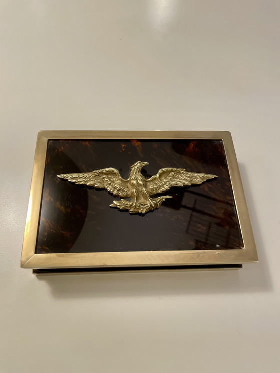 Image 1 of Lucite Schildpatt Messing Box Dior Frankreich 70er Jahre 