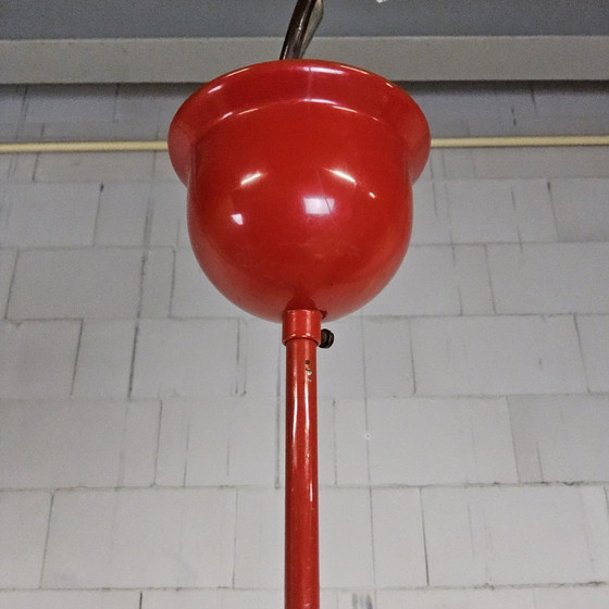 Image 1 of Vintage Red Space Age Pendant Lamp / Chandelier (stilnovo) Sputnik (Italian design)