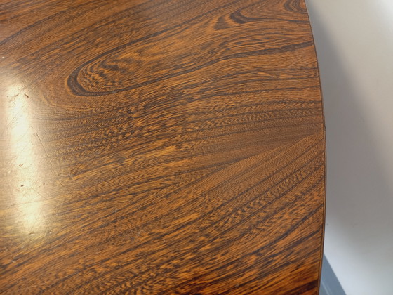 Image 1 of 60s-70s vintage Baumann elm wood oval dining table with extensions