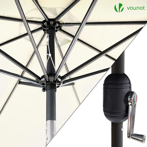 vounot Parasol de Jardin Parasol Inclinable 270cm Toile Protection UV pour Balcon Patio Terrasse Exterieur Beige