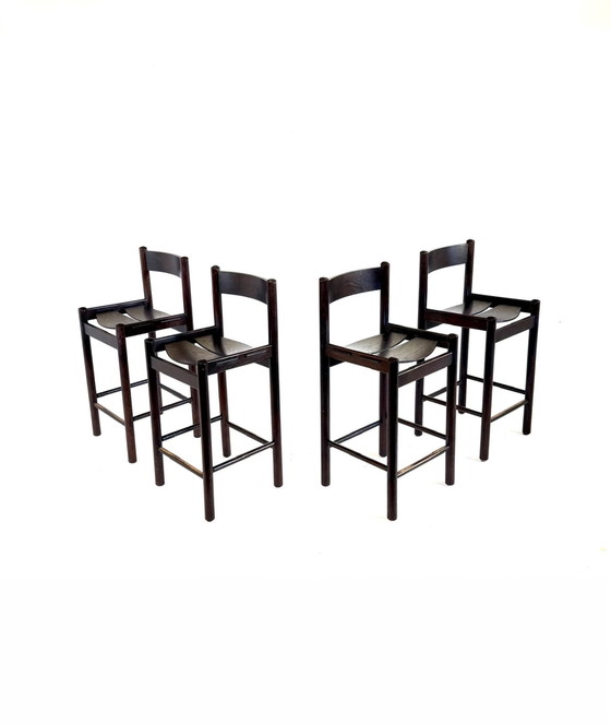 Image 1 of 4x Brutalist Bar Stools, Allmilmö '80