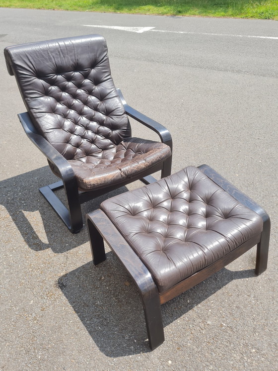 Image 1 of Poem Lounge Chair with Hocker - Noboru Nakamura for IKEA - 1970s