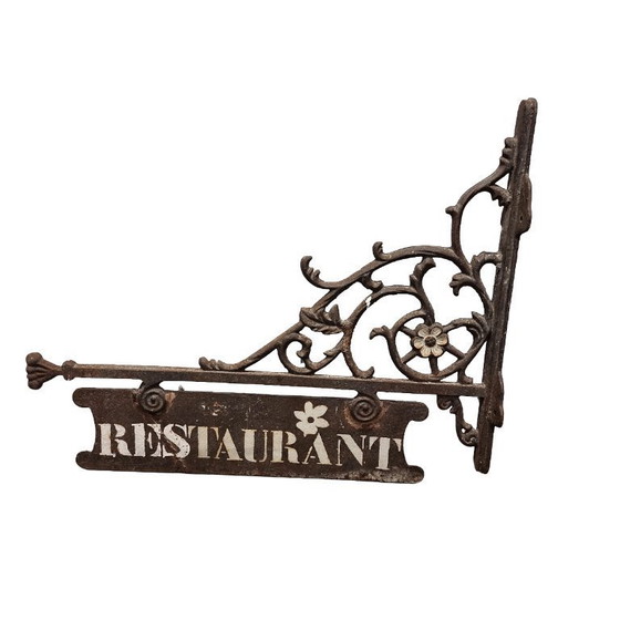Image 1 of Old cast iron restaurant sign, early 1900s
