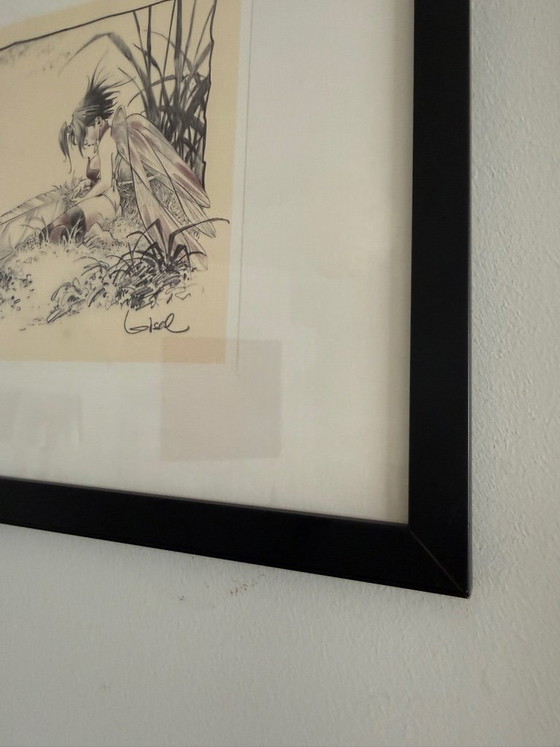 Régis Loisel – Tinkerbell – ingelijste illustratie 43 × 33 cm – Kunst, Glass, Paper (photo 5 of 5)