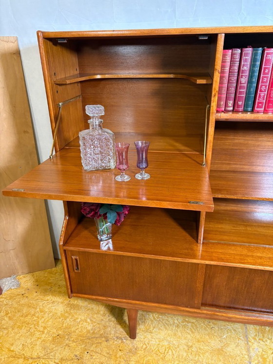 Image 1 of Danish-Style Mid Century Modern Teak Highboard by Elliotts of Newbury (Circa 1960)  A striking mid century modern teak highboard