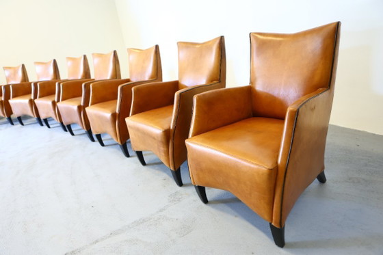 Image 1 of 8x Model Bergere Bart van Bekhoven for Artistiek Breda sheepskin dining chairs