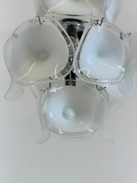 Gino Vistosi Murano Glass Chandelier with Glass Discs – Reading Lamp, Metal, Chrome, Italian Design (photo 9 of 13)