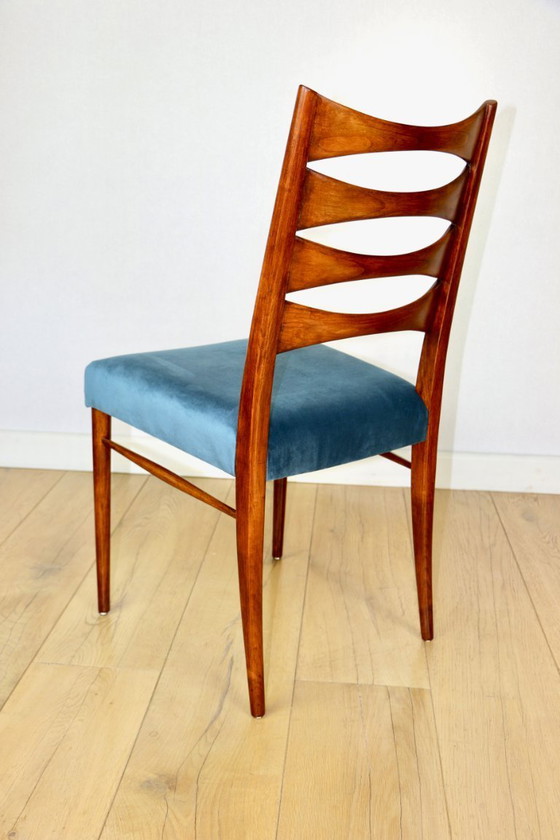 Image 1 of Danish vintage chairs blue turquoise vintage - set of 4 - great set