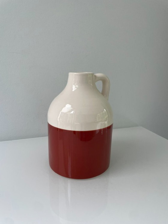 Image 1 of Decorative ceramic jug with white and terra glaze