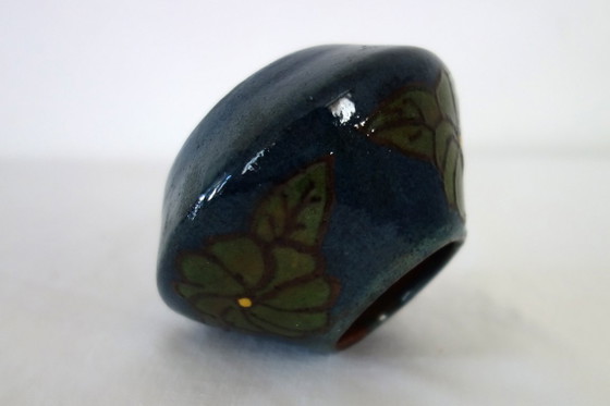 Art Nouveau ceramic Vase by Schlibs, France, 1920s, Blue, Vintage (photo 6 of 8)