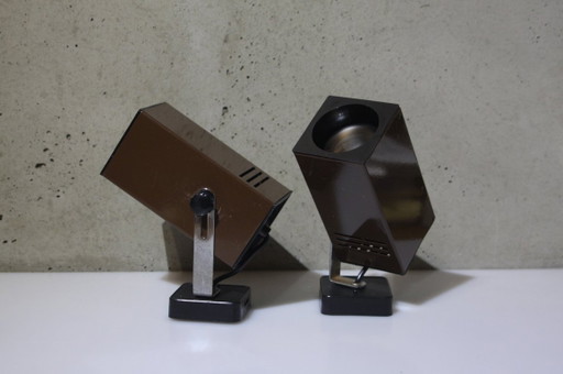 2 Wall Lamps – Brown – Square – 1980s