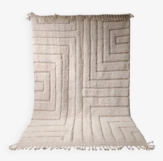 Image 1 of Authentic Beni Ouarain Rug, Ecru, Handmade in Soft Wool - 300x200cm