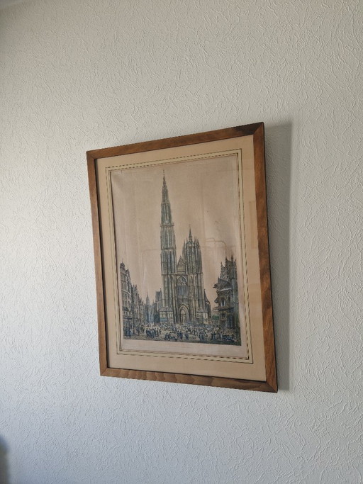 Old Engraving – Antwerp Cathedral – John Coney – fotolijsten, Other (photo 2 of 6)