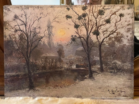 Image 1 of Wunderschönes Gemälde – A. Anglade – Winter