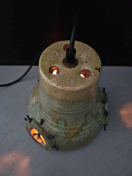 Image 1 of Set di lampade a sospensione brutaliste in ceramica, anni '70