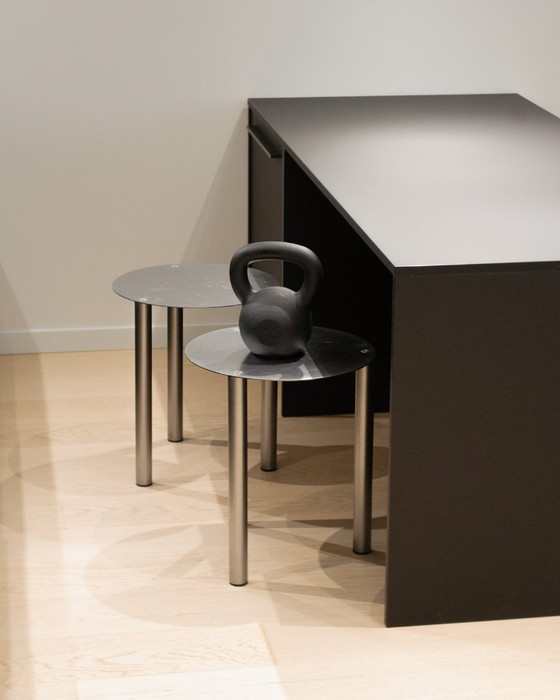 Image 1 of Salontafel/kruk van onbewerkt, natuurlijk staal