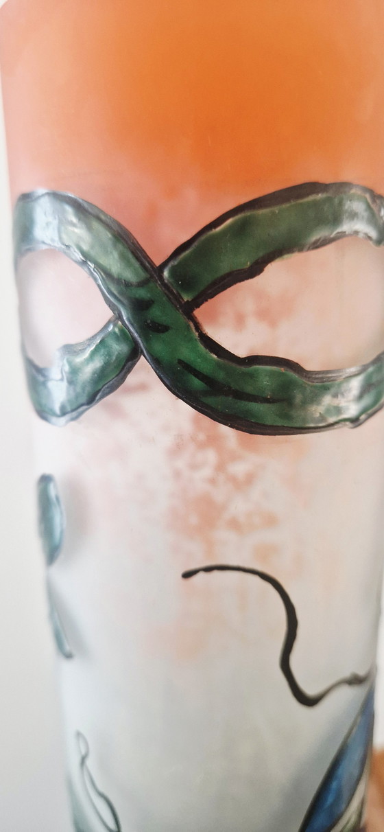 Image 1 of Art Deco Vase signiert Glashütte LEUNE- Auguste HEILIGENSTEIN- 1920