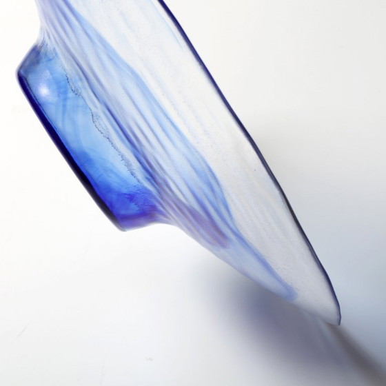 Image 1 of Vintage Blue Swirl Glass Fruit Bowl / Bormioli Rocco / Italy / 1990s