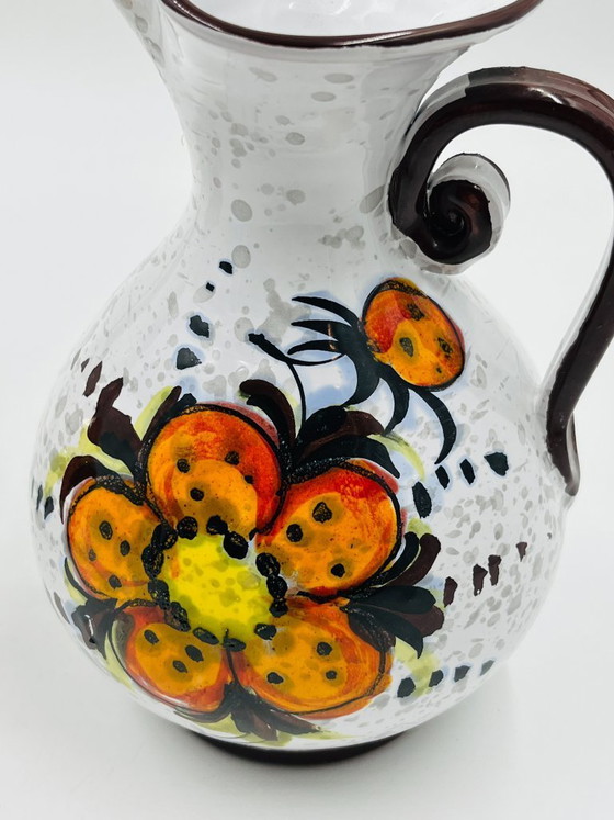 Image 1 of Pair of vintage hand-painted floral Italian vases