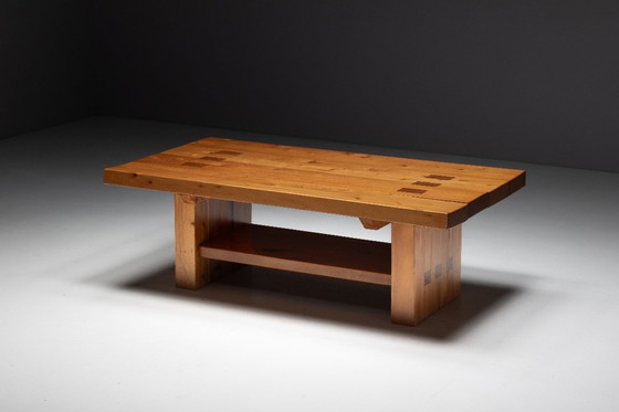 Image 1 of Esstisch aus Alpen-Ulmenholz im Stil von Pierre Chapo, Frankreich, 1960er Jahre