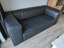 Toledo black leather 2-seater sofa