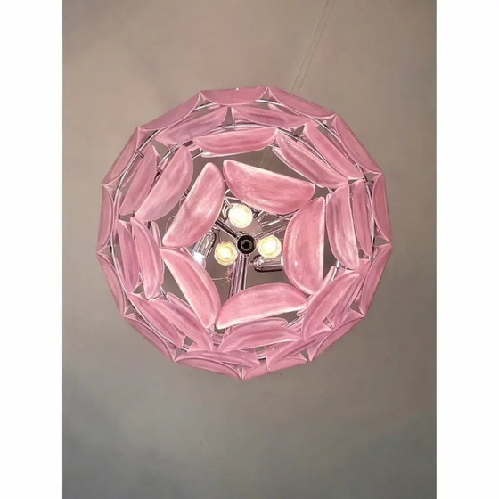 Image 1 of Lampadario moderno italiano "Petali" in vetro di Murano rosa
