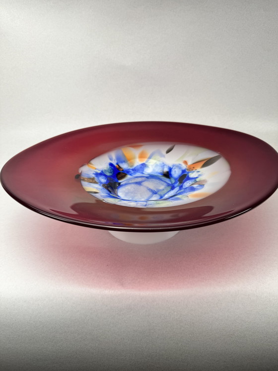 Image 1 of Bol en verre unique fait à la main dans un atelier - rouge rubis avec noyau coloré (45 cm)