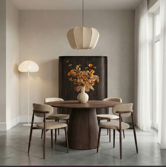 Image 1 of Dining table round japandi 120cm brown Mango wood