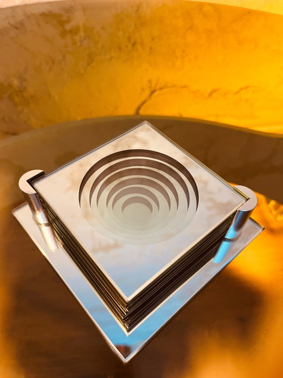 Luxury '70s Design Coasters – Table accessories, Chrome, Glass (photo 4 of 10)
