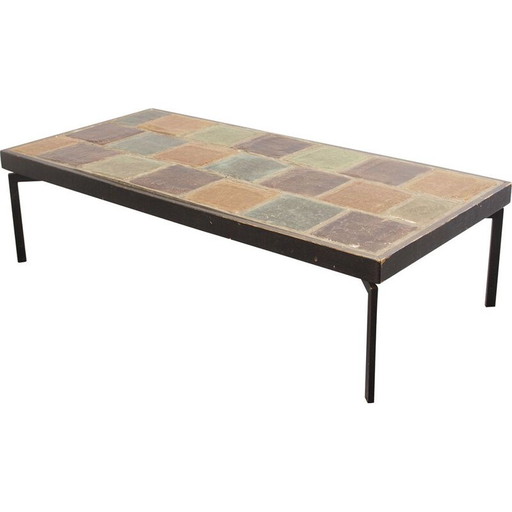 Vintage rechthoekige salontafel met keramisch blad
