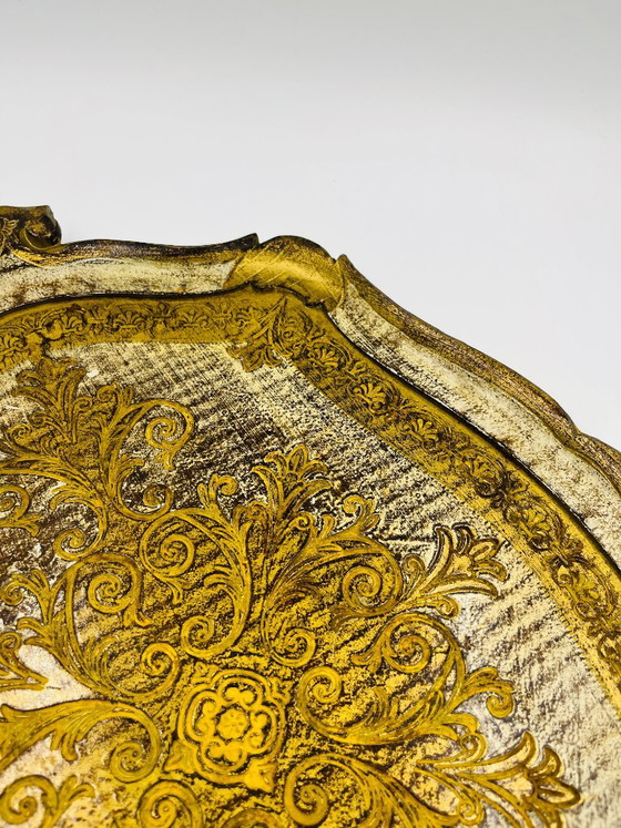 Grande vassoio fiorentino barocco in legno dorato, Accessori da tavola, Klassiek (foto 6 di 15)