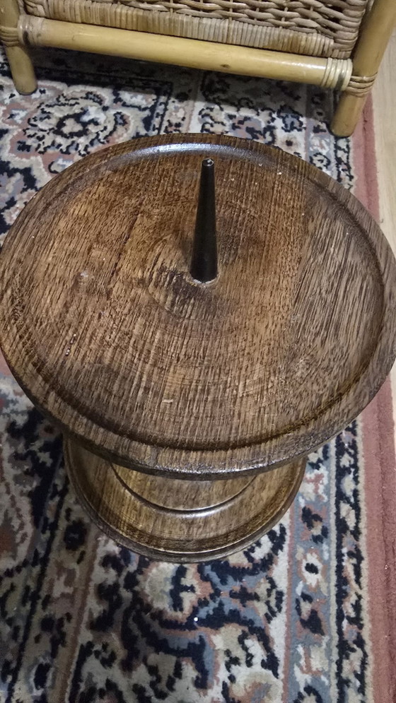 Vintage Brutalistische Houten Kerk Kandelaar - Massief Eiken (28cm) – Kandelaars en kaarsen (photo 7 of 13)