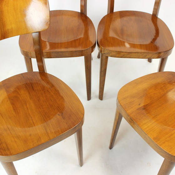 Image 1 of Set Of 4 Classical Tatra Dining Chairs In Walnut, Czechoslovakia 1950s