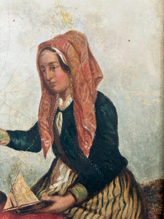 Dipinto a olio antico di paesaggio marino, c. 1845 – Dipinti e disegni, Canvas (photo 3 of 16)