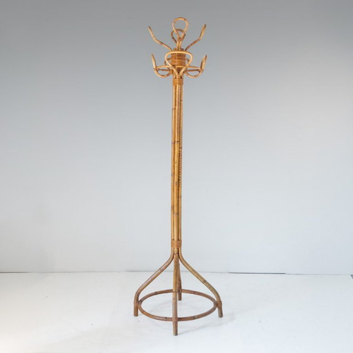 1x Vintage gebogen bamboe kapstok, Franco Albini, Italië, jaren 1950