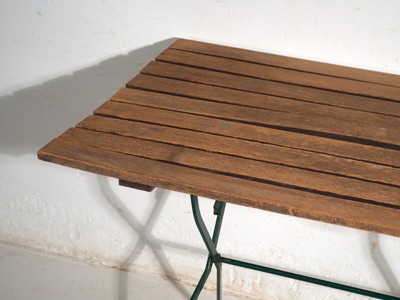 Vintage Folding Garden Table in Wood and Iron, Central Europe, circa 1950, Green, Rustic (photo 7 of 10)