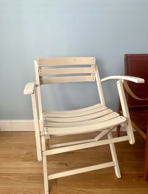 4 chaises de terrasse pliantes en bois (vers 1960) probablement italiennes