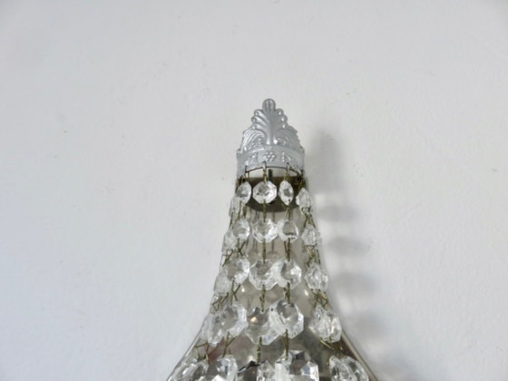 Image 1 of Paar silberplattierte Wandleuchten in Form von Heißluftballons mit Quasten