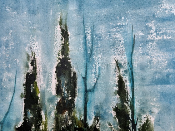 Image 1 of Eugène Eechaut (1928-2019) Aquarelle Paysage, 1973