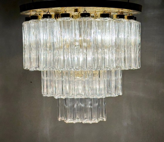 Image 1 of Lustre/plafonnier à trois niveaux de style milieu du siècle, provenant de Limbourg, en Allemagne, années 1970