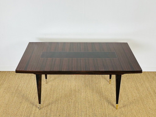 Uitschuifbare eettafel in Art Deco-stijl, gemaakt van Macassar-ebbenhout, 1940.